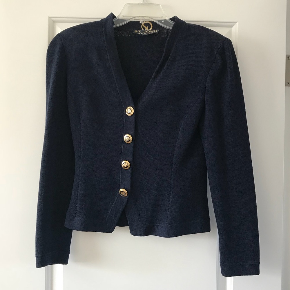 St. John Basics Knit vintage navy blue jacket